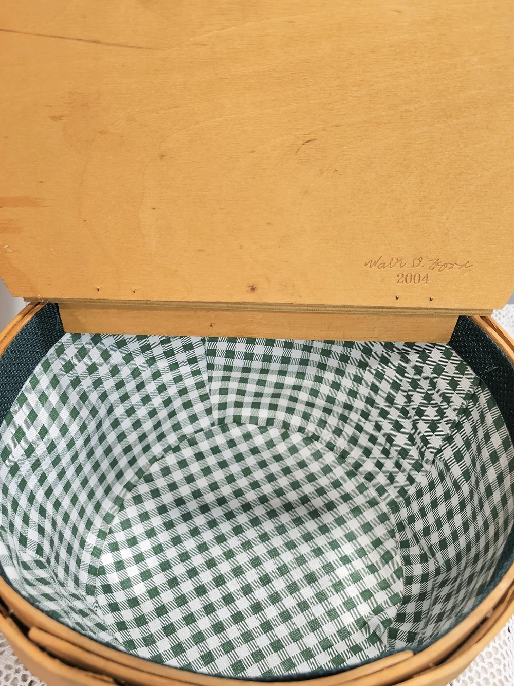 Anniversary Edition Natural Wood Gathering Basket with Lid Peterboro 1854-2004